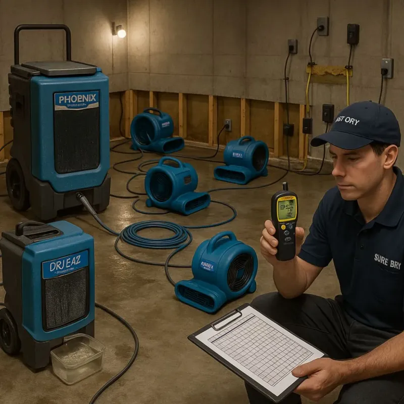 Structural Drying and Dehumidification process in Nocona, TX